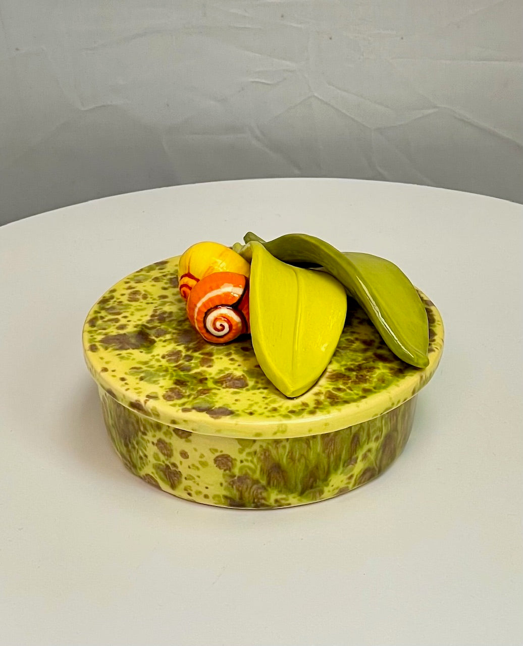 Ceramic Jewelry box Handcrafted Chromatic Polymita Green