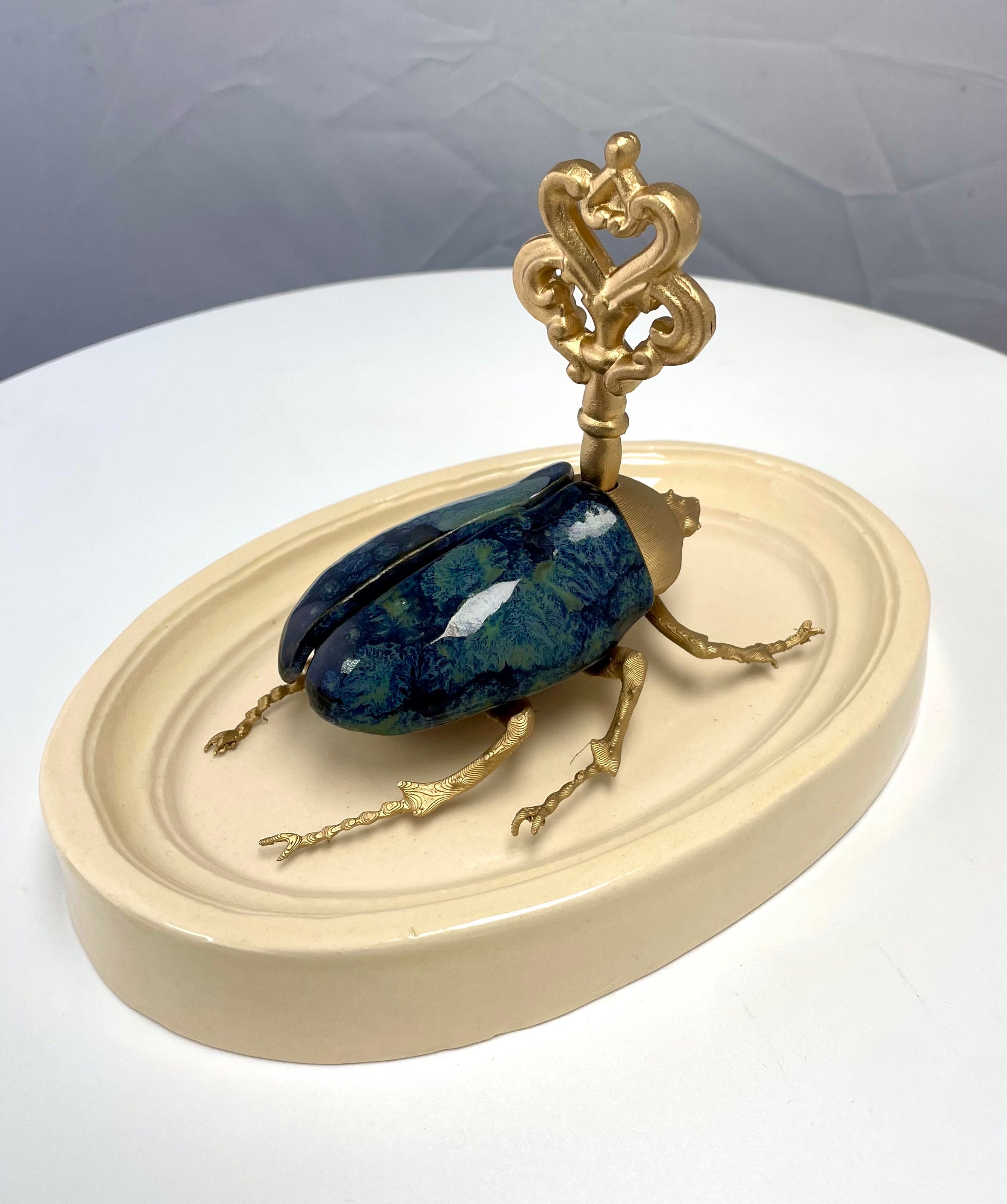 Chromatic Beetle Obsidian Gilded Steampunk