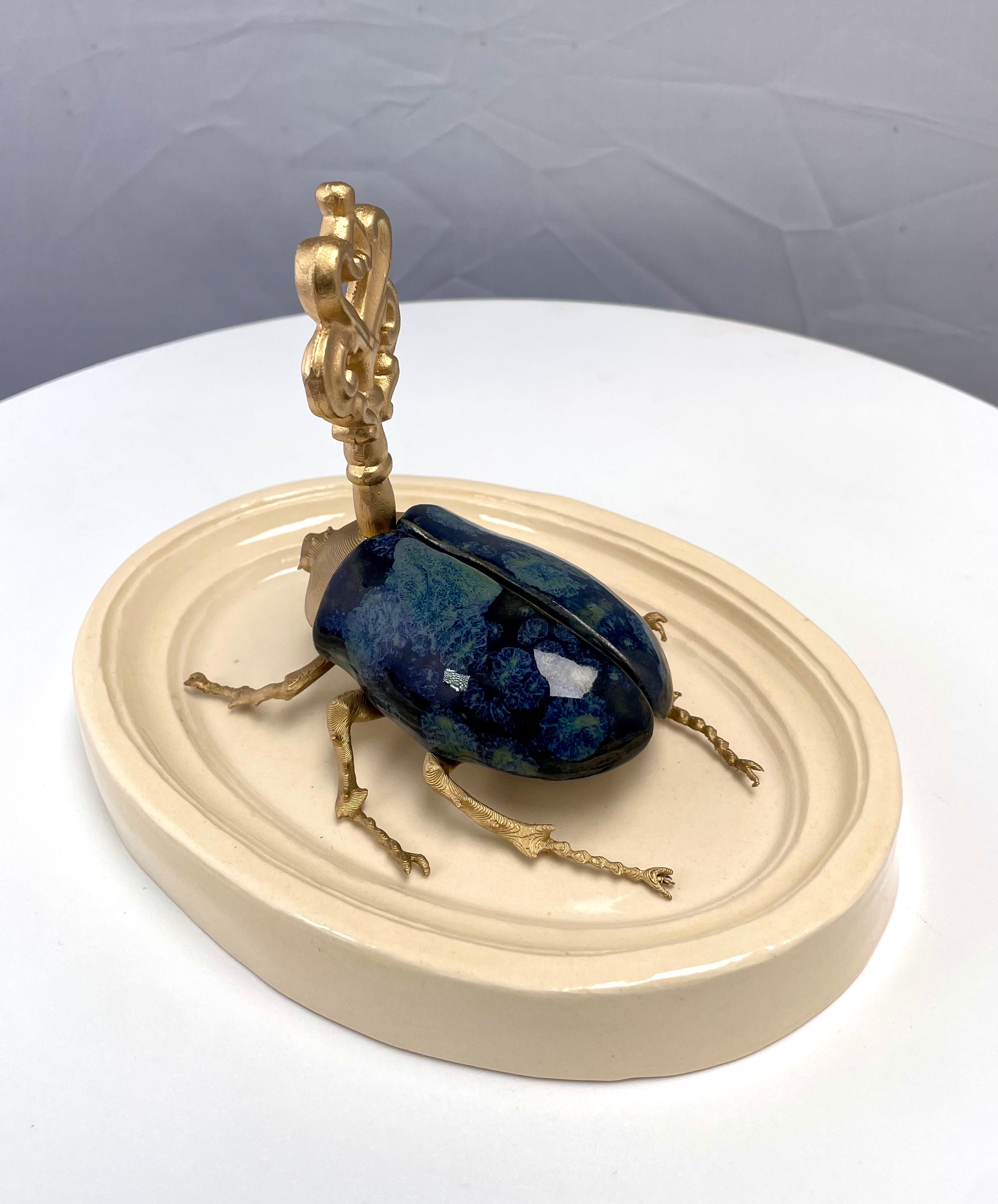 Chromatic Beetle Obsidian Gilded Steampunk