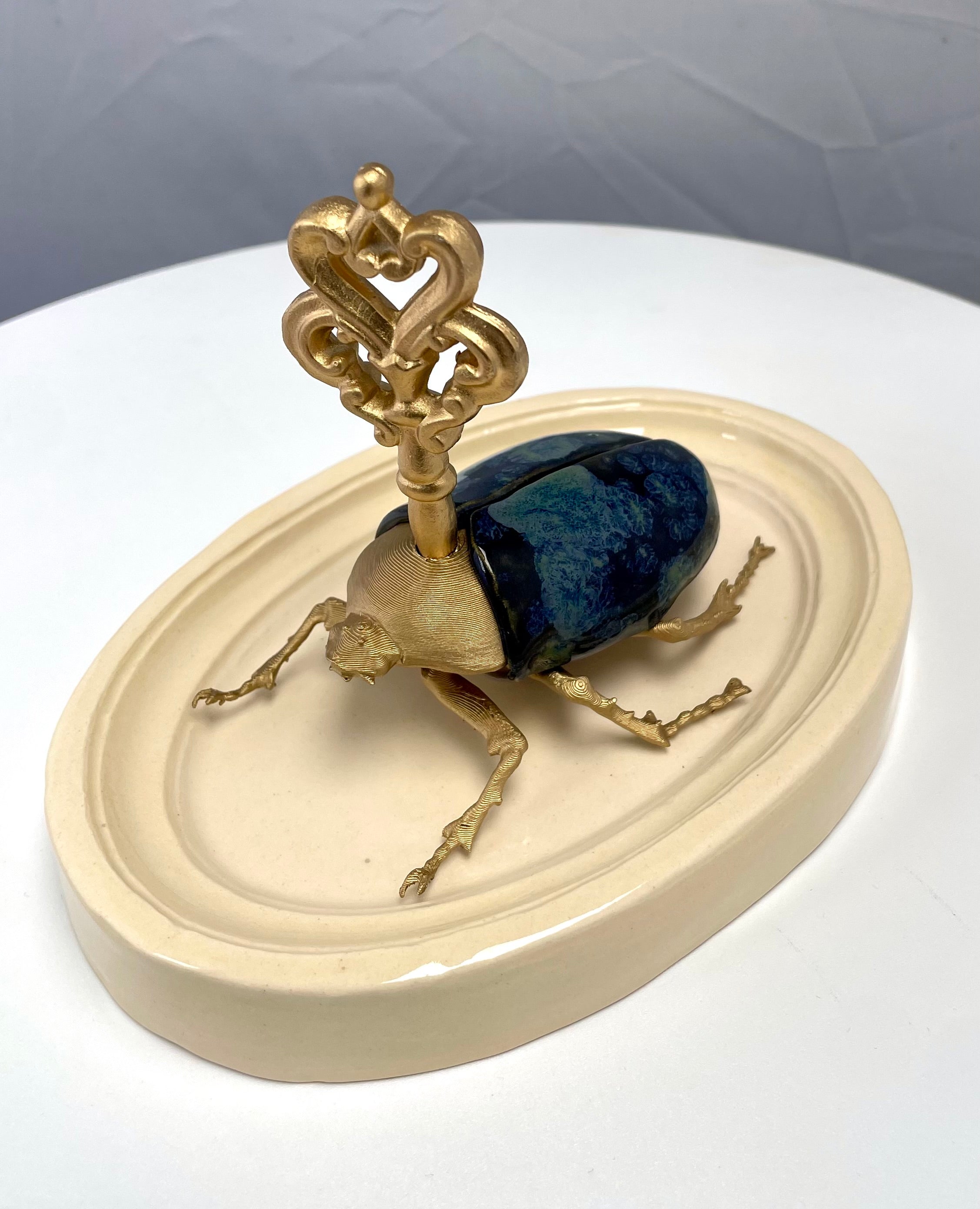 Chromatic Beetle Obsidian Gilded Steampunk