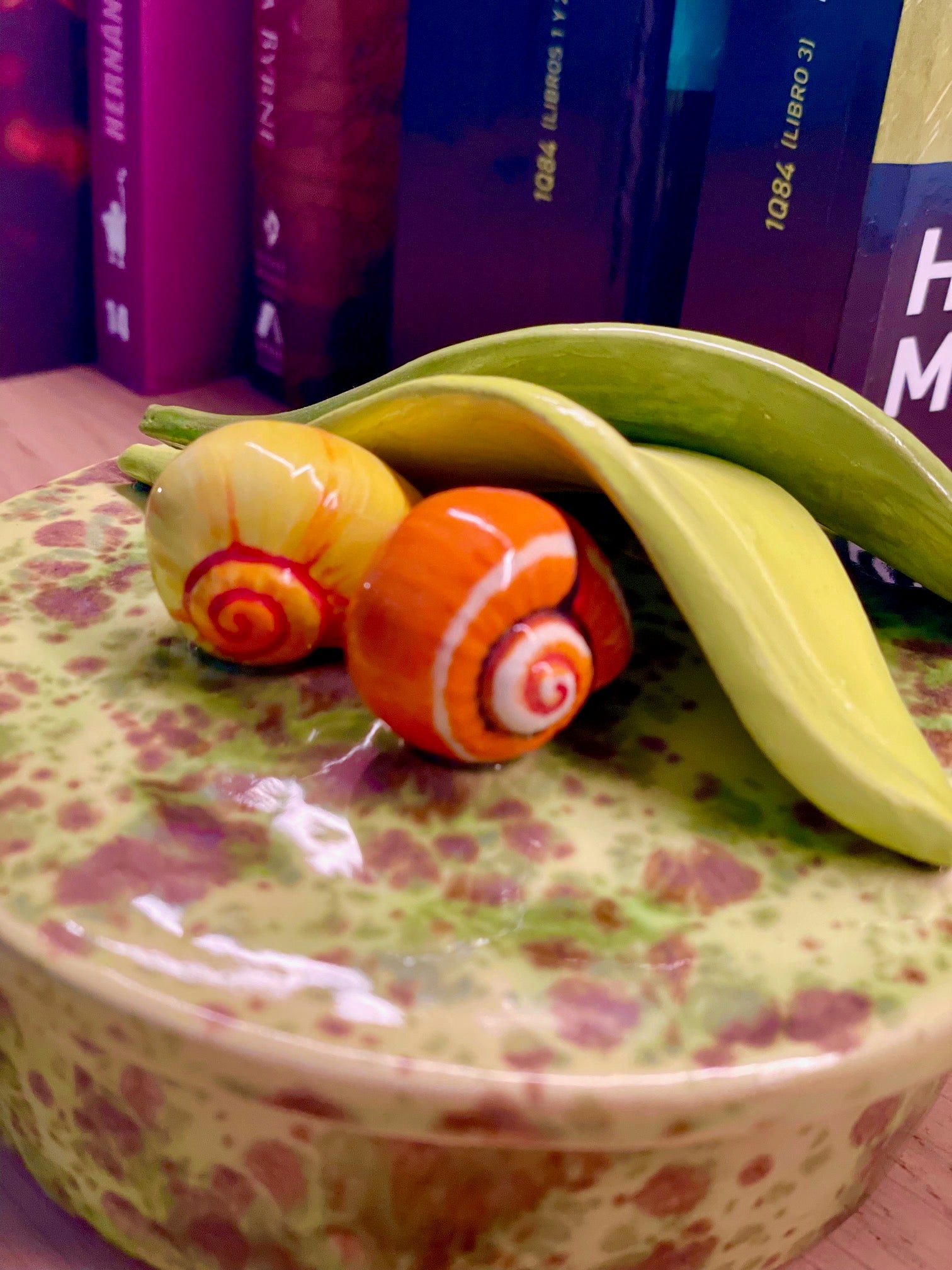 Ceramic Jewelry box Handcrafted Chromatic Polymita Green