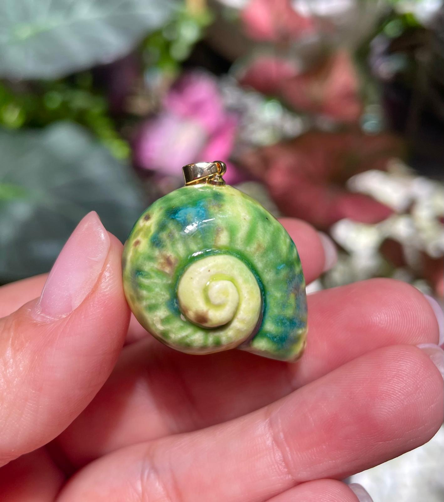 Unique Handmade Ceramic Colorful Polymita Garden Pendant Jewelry.