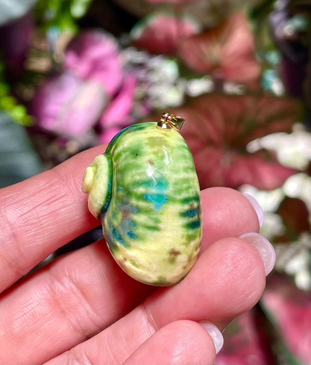 Unique Handmade Ceramic Colorful Polymita Garden Pendant Jewelry.