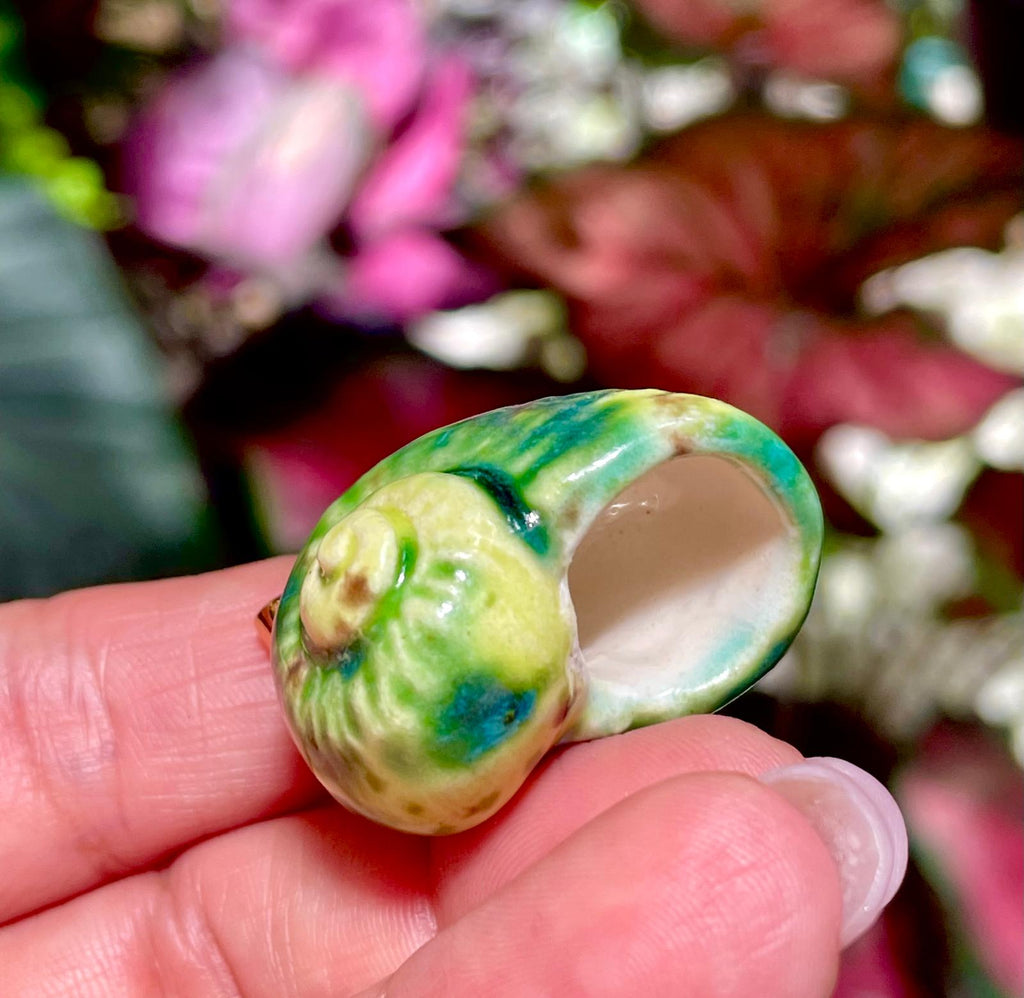 Unique Handmade Ceramic Colorful Polymita Garden Pendant Jewelry.