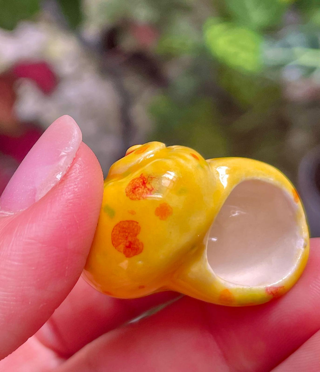 Unique Handmade Ceramic Colorful Polymita Orange Speckles Pendant Jewelry.
