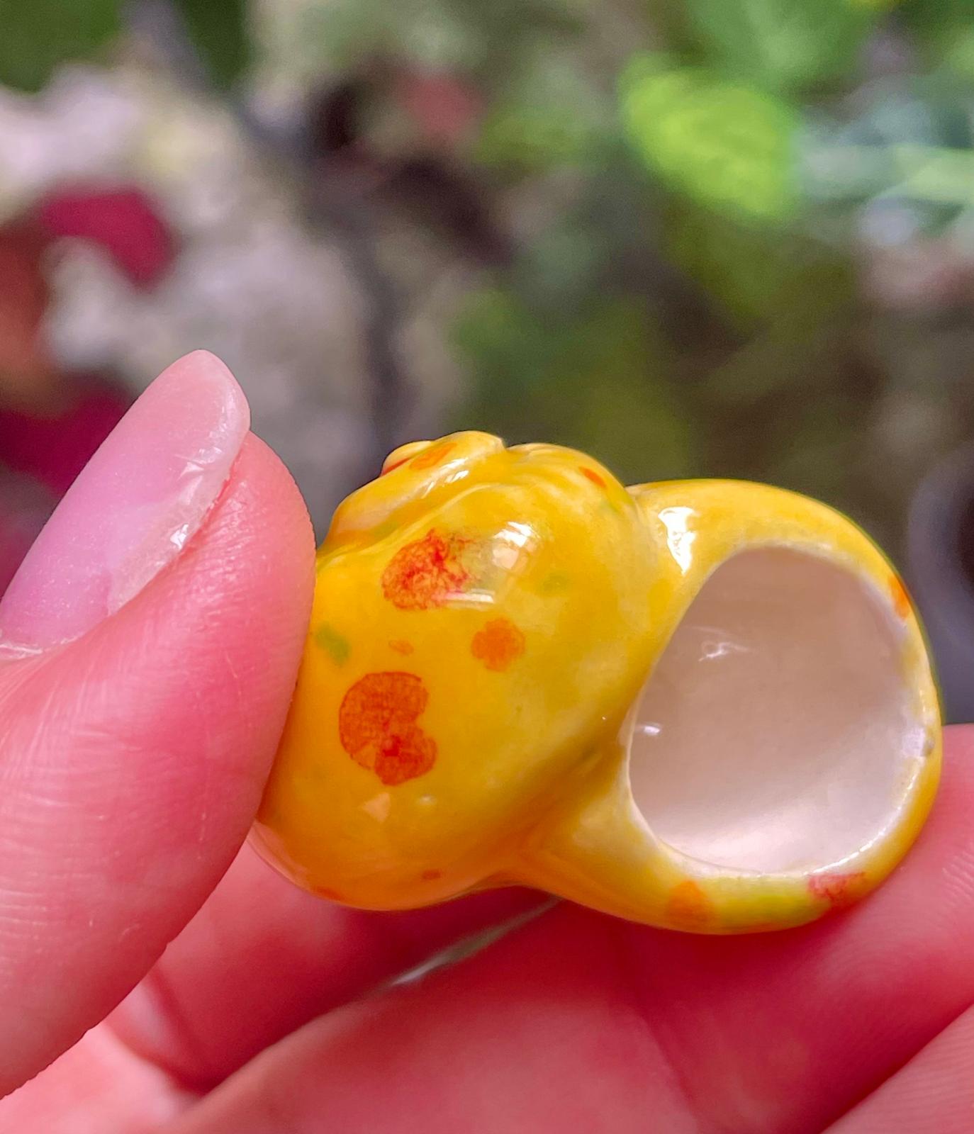Unique Handmade Ceramic Colorful Polymita Orange Speckles Pendant Jewelry.