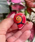 Unique Handmade Ceramic Colorful Polymita Red Pendant Jewelry.