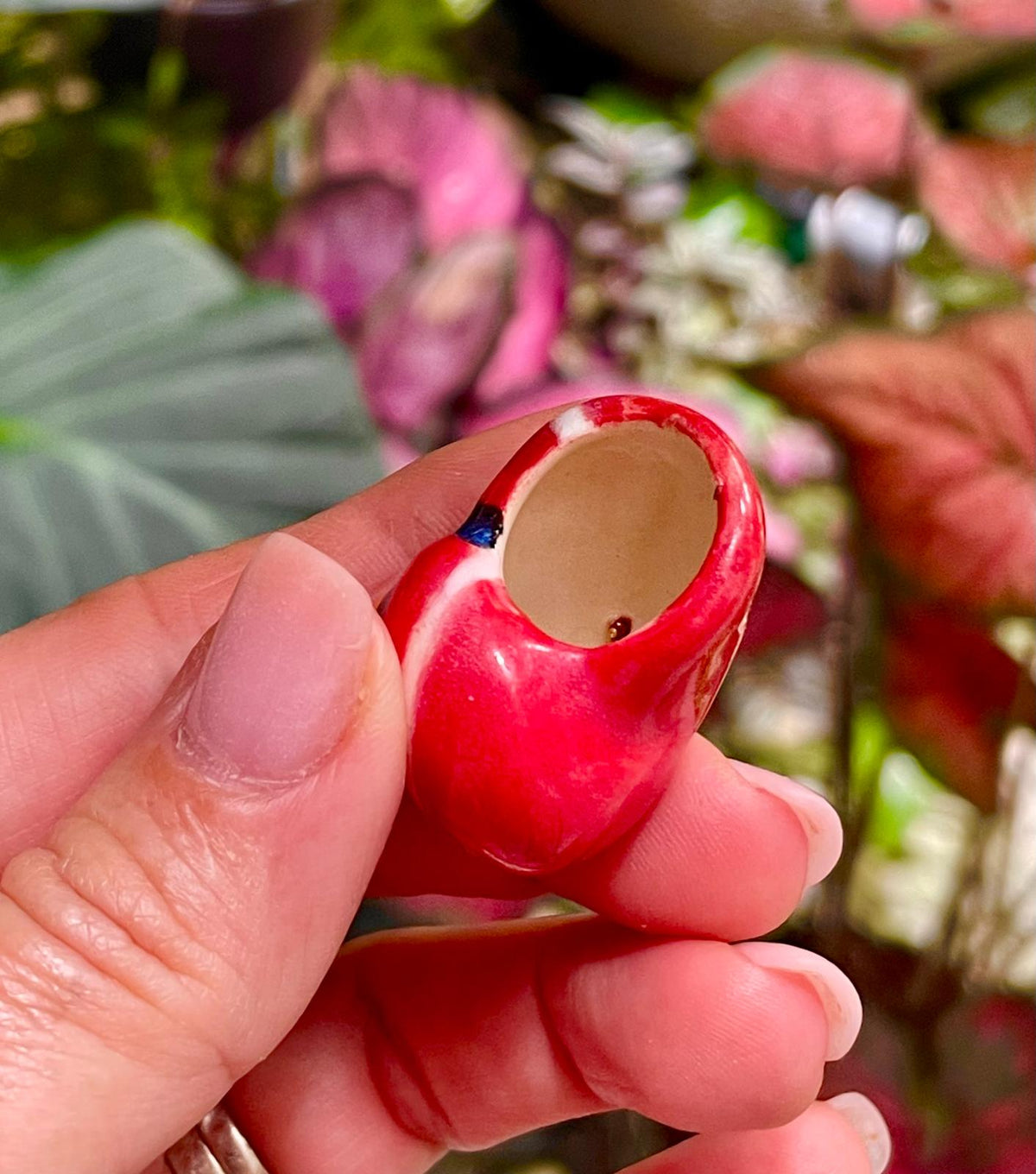 Unique Handmade Ceramic Colorful Polymita Red Pendant Jewelry.