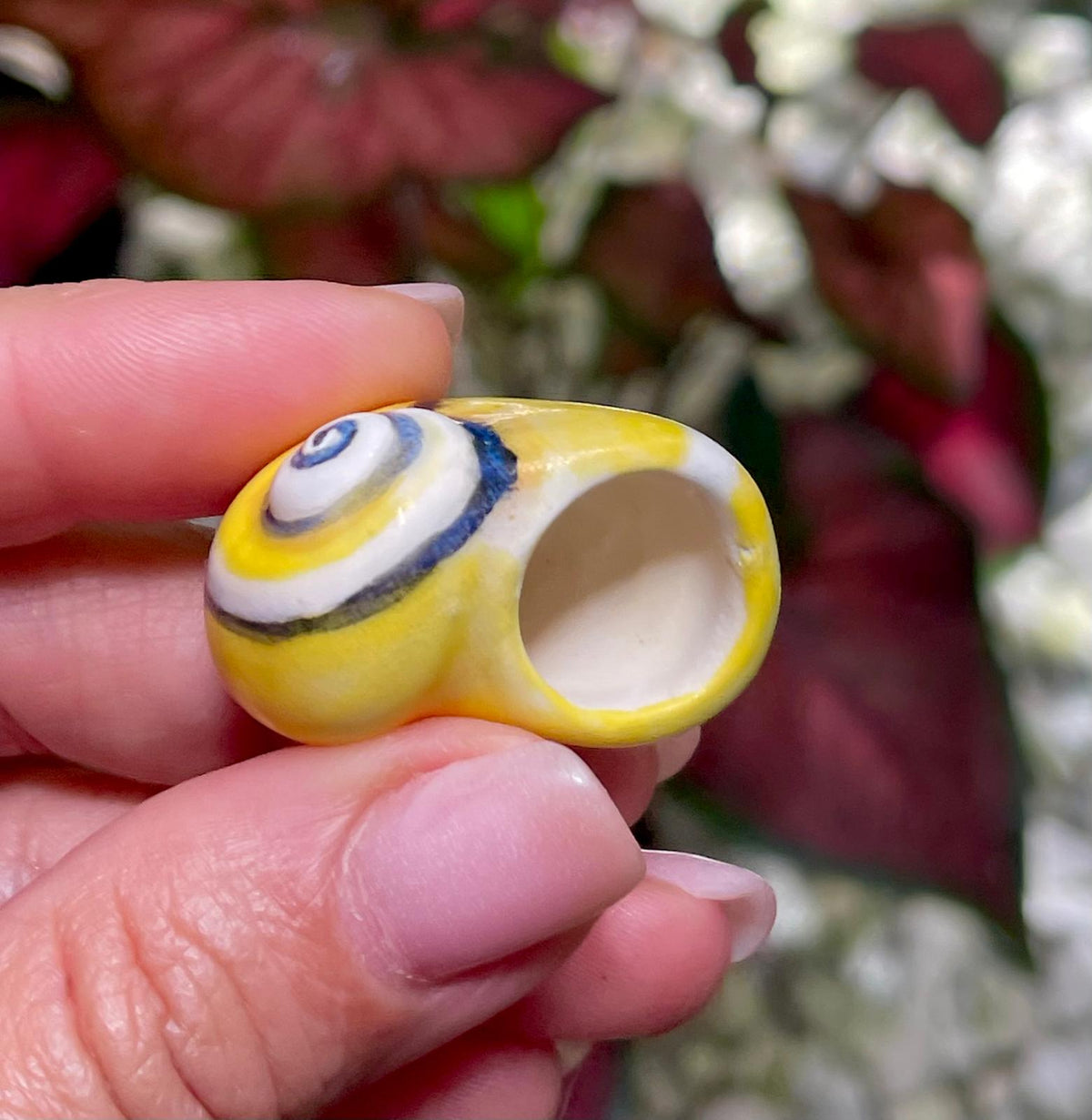 Unique Handmade Ceramic Colorful Polymita White Heart Pendant Jewelry.