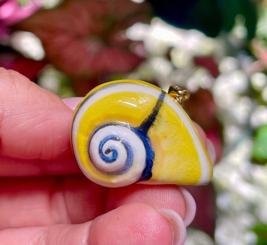 Unique Handmade Ceramic Colorful Polymita White Heart Pendant Jewelry.