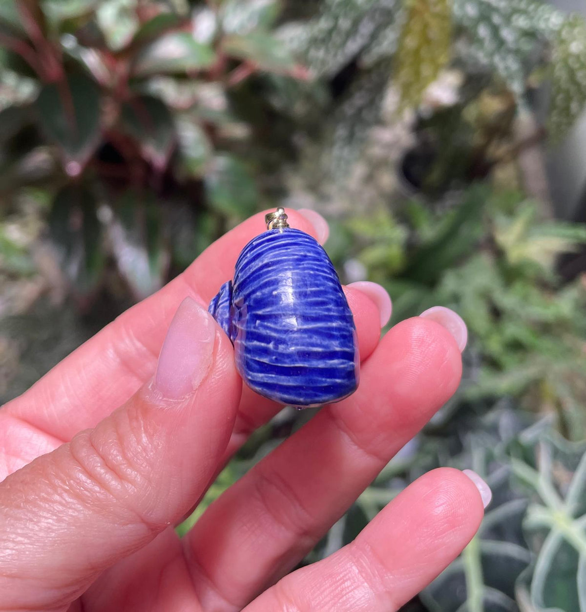 Unique Handmade Ceramic Colorful Polymita Indigo Pendant Jewelry.