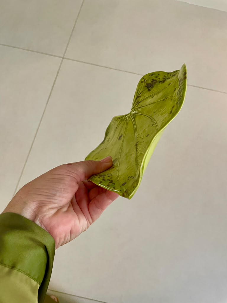 Unique Ceramic Leaf Tray Chartreuse