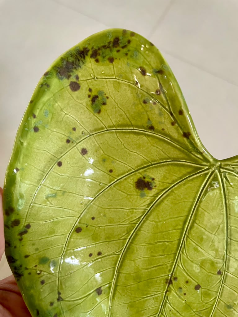 Unique Ceramic Leaf Tray Chartreuse