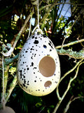 Unique Handmade Ceramic Birdhouse Speckled Egg Hanging Pottery