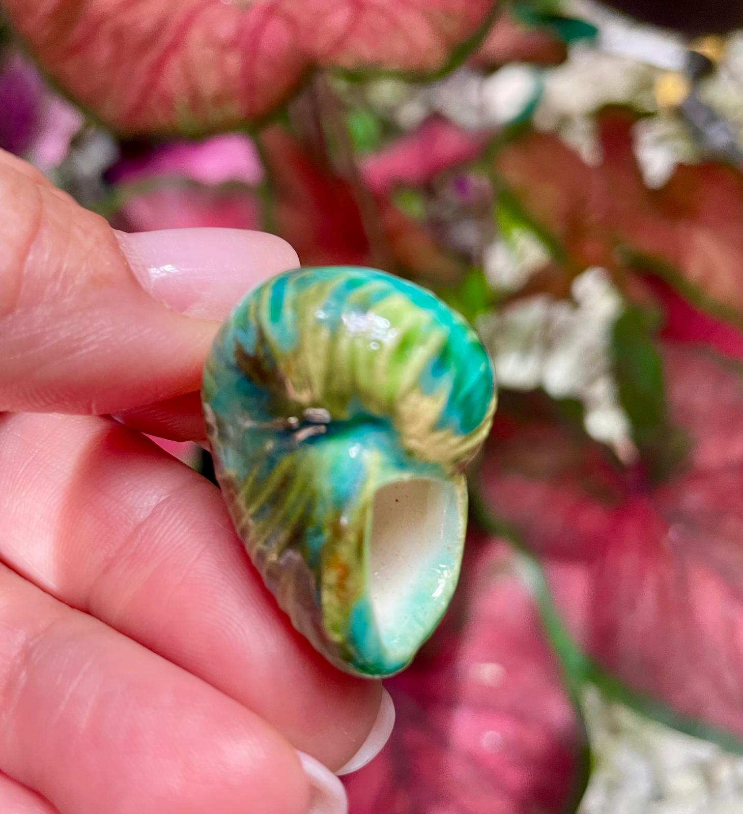 Unique Handmade Ceramic Colorful Polymita Reef Pendant Jewelry.