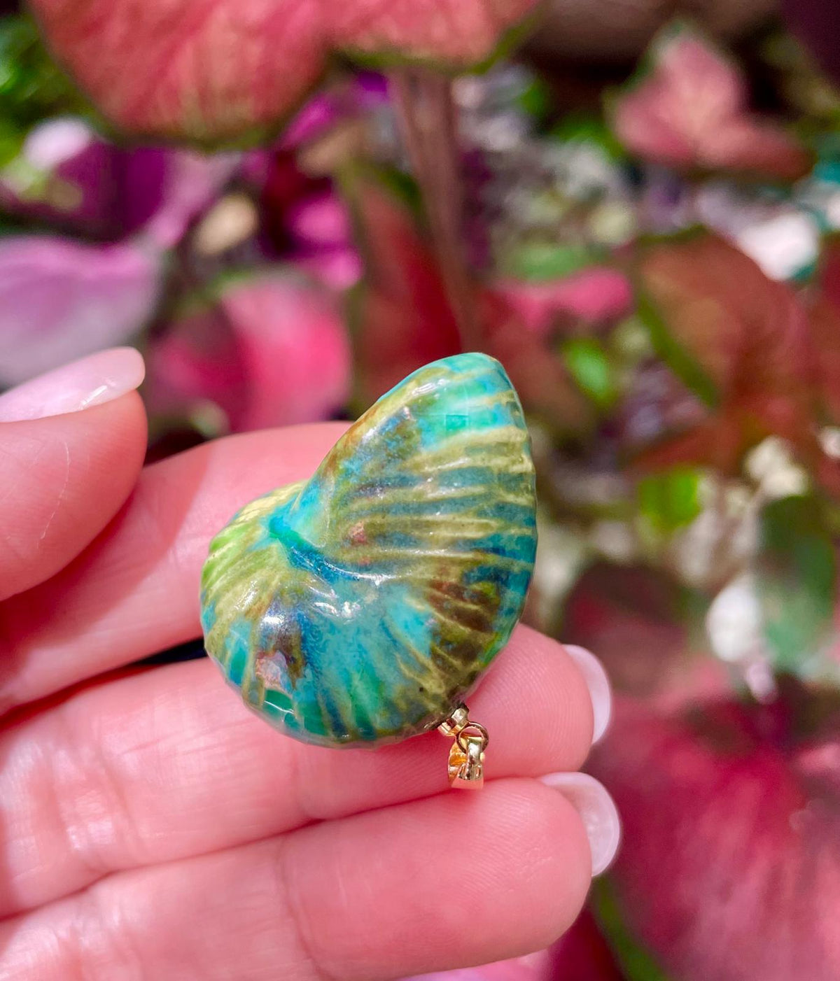 Unique Handmade Ceramic Colorful Polymita Reef Pendant Jewelry.