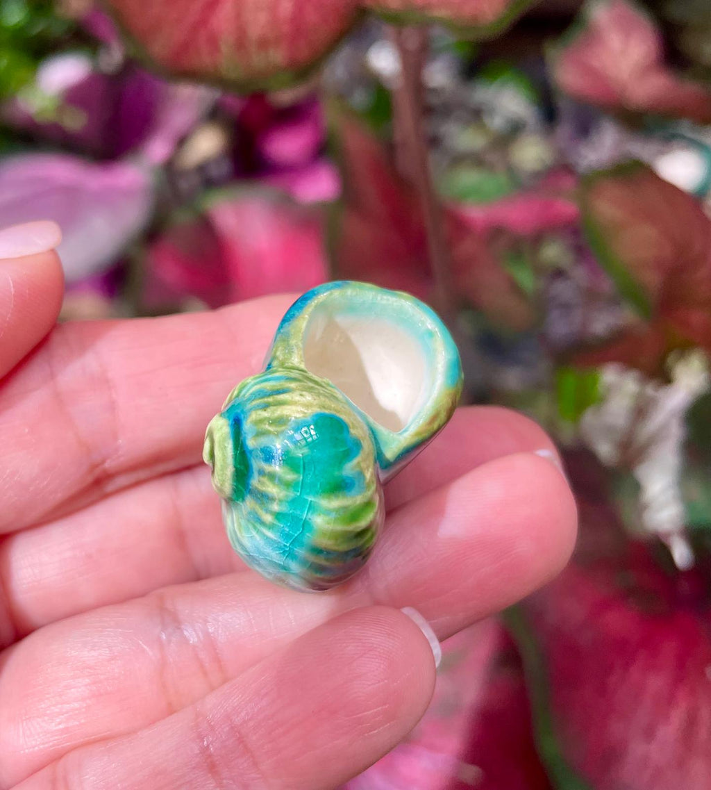 Unique Handmade Ceramic Colorful Polymita Reef Pendant Jewelry.