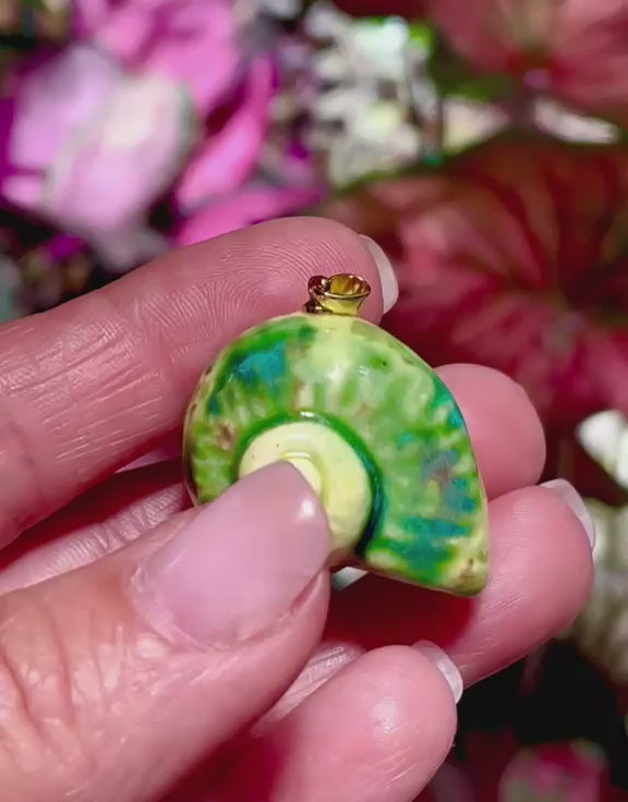 Unique Handmade Ceramic Colorful Polymita Garden Pendant Jewelry.