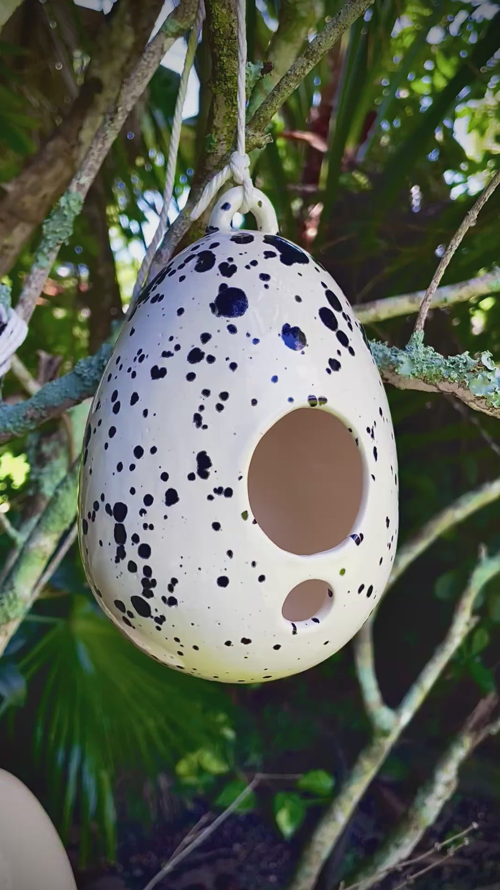 Unique Handmade Ceramic Birdhouse Speckled Egg Hanging Pottery