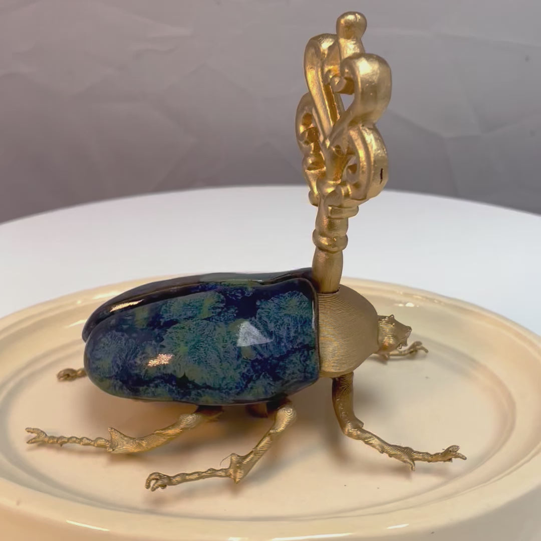 Chromatic Beetle Obsidian Gilded Steampunk